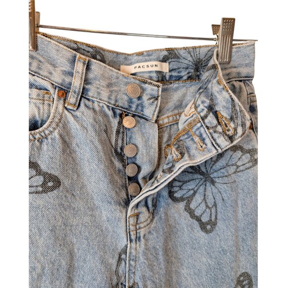 PacSun Womens Jeans High Waisted Straight Leg Size 22 Butterfly Y2K Button Fly - Picture 4 of 7